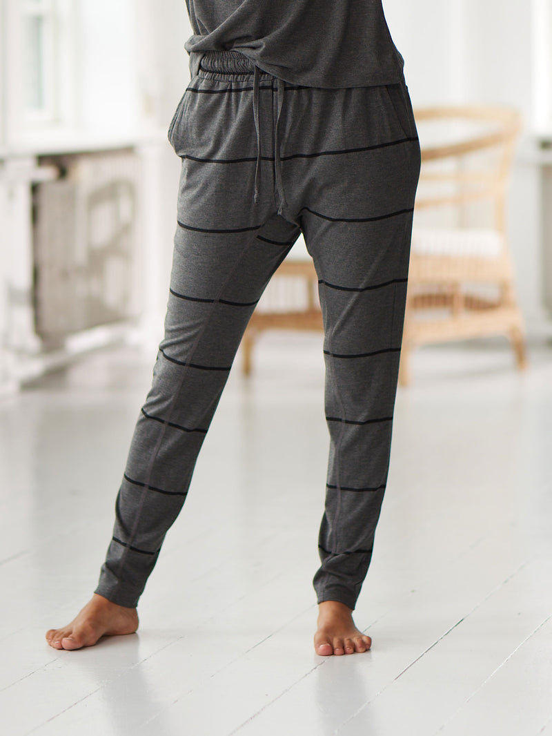 Comfy Copenhagen ApS Beds Are Burning Pants Black / Dark Grey Melange Stripe