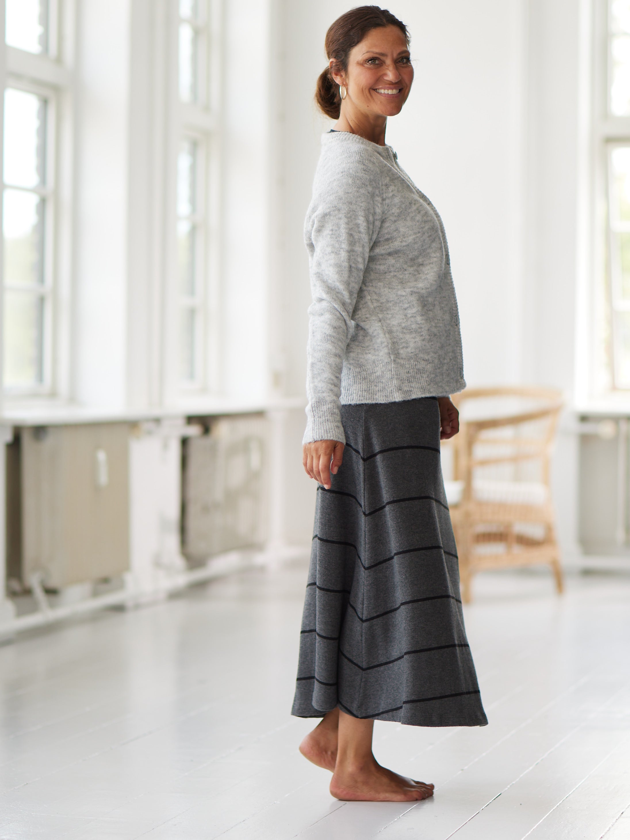 Comfy Copenhagen ApS Hopes And Dreams Skirt Black / Dark Grey Melange Stripe