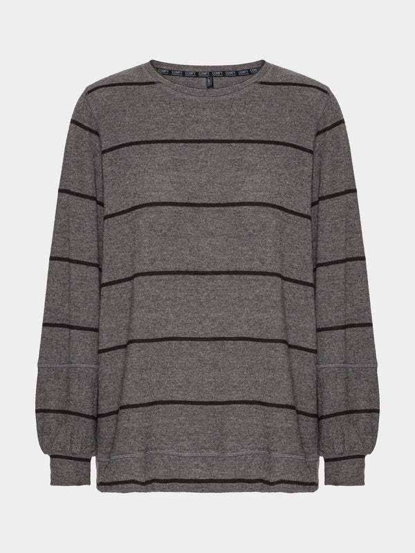 Comfy Copenhagen ApS Love Is Around Blouse Black / Dark Grey Melange Stripe